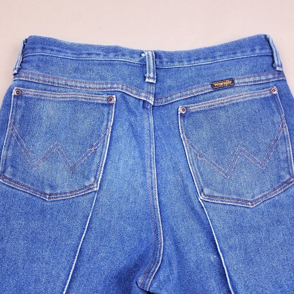 VTG 90's 80's Wrangler Slim Fit Flares Medium Wash - Picture 5 of 9